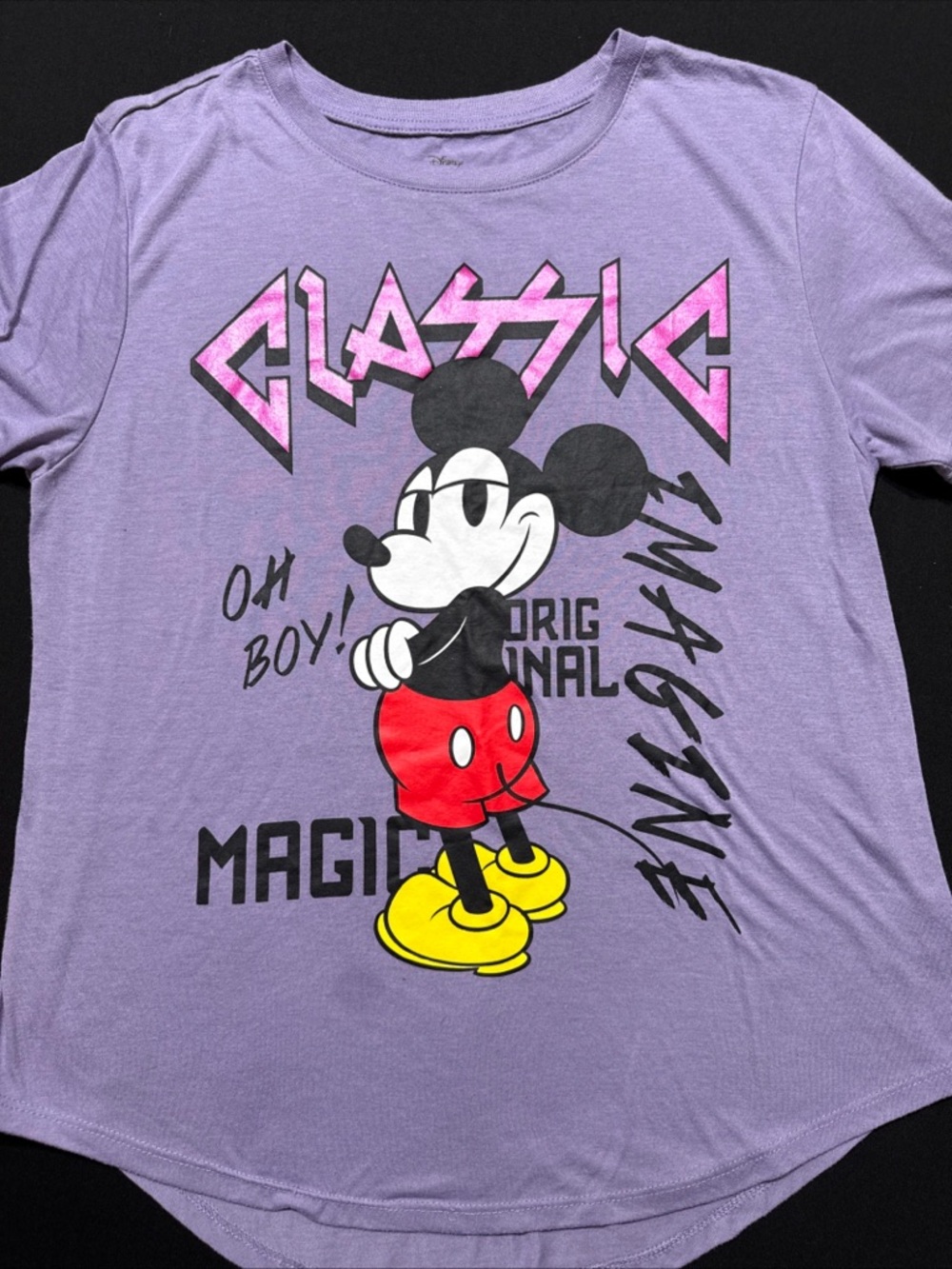 Disney Purple Mickey Graphic Tee with Red & Yellow Accents